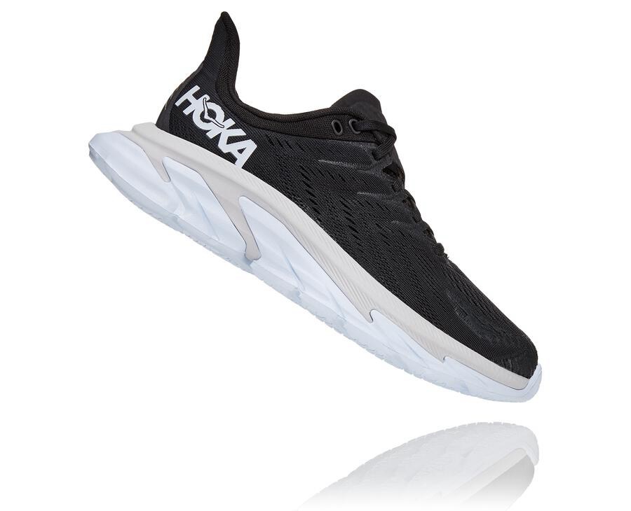 Hoka Australia One One Clifton Edge - Womens Running Shoes Black/White - NZXWM-0587